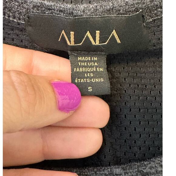 Alala gray black back mesh detail tie back athletic tank top size small - Picture 5 of 11